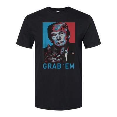 Funny Trump Cat Grab' Em Vintage Retro Trump Gift Softstyle® CVC T-Shirt