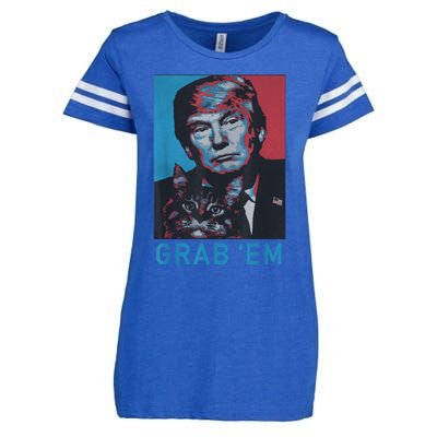 Funny Trump Cat Grab' Em Vintage Retro Trump Gift Enza Ladies Jersey Football T-Shirt