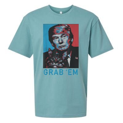 Funny Trump Cat Grab' Em Vintage Retro Trump Gift Sueded Cloud Jersey T-Shirt