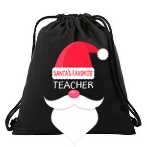 Funny Teacher Christmas Gift Santas Favorite Drawstring Bag