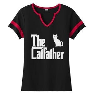 Funny The Catfather Fathers Day Cat Dad Pet Owner Gift Ladies Halftime Notch Neck Tee