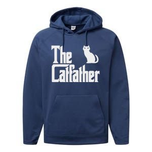 Funny The Catfather Fathers Day Cat Dad Pet Owner Gift Performance Fleece Hoodie