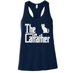 Funny The Catfather Fathers Day Cat Dad Pet Owner Gift Women's Racerback Tank