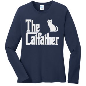 Funny The Catfather Fathers Day Cat Dad Pet Owner Gift Ladies Long Sleeve Shirt