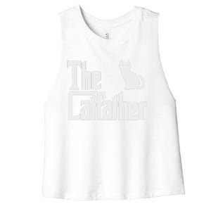 Funny The Catfather Fathers Day Cat Dad Pet Owner Gift Women's Racerback Cropped Tank