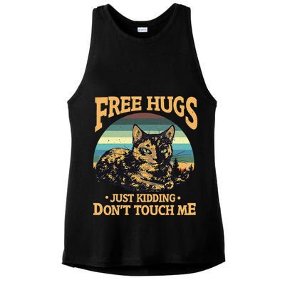 Free Tortoiseshell Cat Hugs Just Kidding Dont Touch Me Ladies PosiCharge Tri-Blend Wicking Tank