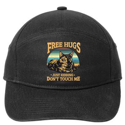 Free Tortoiseshell Cat Hugs Just Kidding Dont Touch Me 7-Panel Snapback Hat
