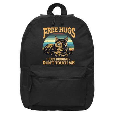 Free Tortoiseshell Cat Hugs Just Kidding Dont Touch Me 16 in Basic Backpack