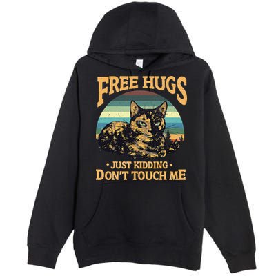 Free Tortoiseshell Cat Hugs Just Kidding Dont Touch Me Premium Pullover Hoodie