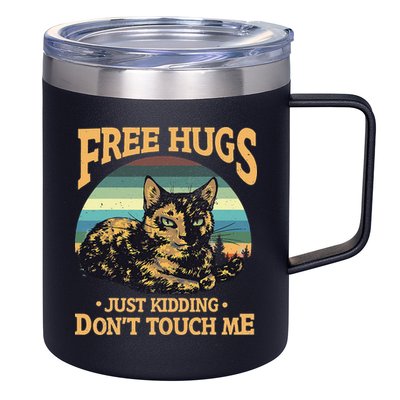 Free Tortoiseshell Cat Hugs Just Kidding Dont Touch Me 12oz Stainless Steel Coffee Mug