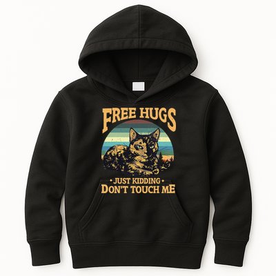 Free Tortoiseshell Cat Hugs Just Kidding Dont Touch Me Kids Hoodie