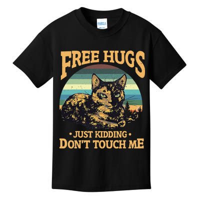 Free Tortoiseshell Cat Hugs Just Kidding Dont Touch Me Kids T-Shirt