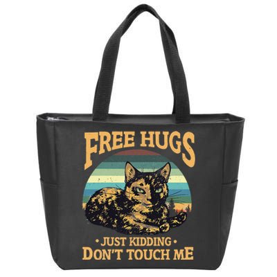 Free Tortoiseshell Cat Hugs Just Kidding Dont Touch Me Zip Tote Bag