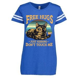 Free Tortoiseshell Cat Hugs Just Kidding Dont Touch Me Enza Ladies Jersey Football T-Shirt