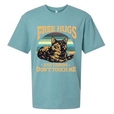 Free Tortoiseshell Cat Hugs Just Kidding Dont Touch Me Sueded Cloud Jersey T-Shirt