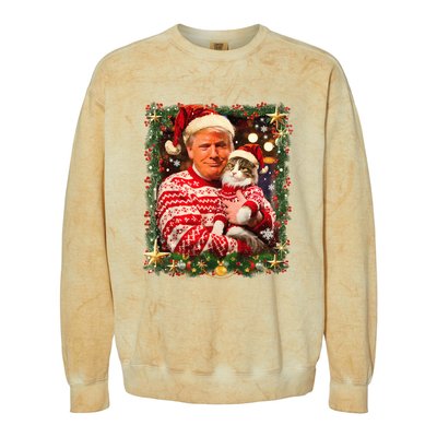 Funny Trump Christmas Sweater For Cat Lovers Ugly Xmas Sweatshirt Colorblast Crewneck Sweatshirt