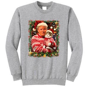 Funny Trump Christmas Sweater For Cat Lovers Ugly Xmas Sweatshirt Tall Sweatshirt