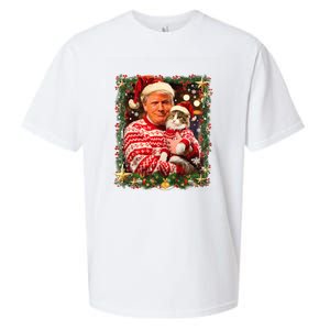 Funny Trump Christmas Sweater For Cat Lovers Ugly Xmas Sweatshirt Sueded Cloud Jersey T-Shirt