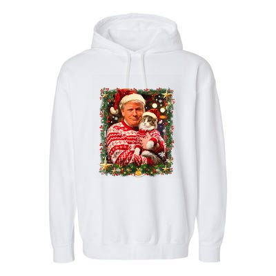 Funny Trump Christmas Sweater For Cat Lovers Ugly Xmas Sweatshirt Garment-Dyed Fleece Hoodie