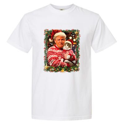 Funny Trump Christmas Sweater For Cat Lovers Ugly Xmas Sweatshirt Garment-Dyed Heavyweight T-Shirt