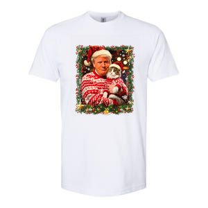 Funny Trump Christmas Sweater For Cat Lovers Ugly Xmas Sweatshirt Softstyle CVC T-Shirt