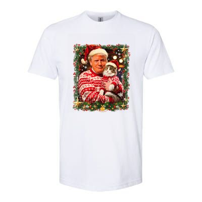 Funny Trump Christmas Sweater For Cat Lovers Ugly Xmas Sweatshirt Softstyle CVC T-Shirt