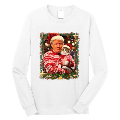 Funny Trump Christmas Sweater For Cat Lovers Ugly Xmas Sweatshirt Long Sleeve Shirt