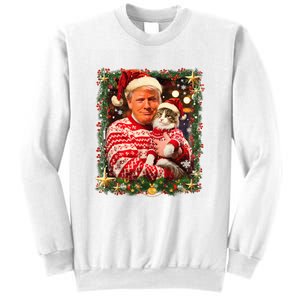 Funny Trump Christmas Sweater For Cat Lovers Ugly Xmas Sweatshirt Sweatshirt