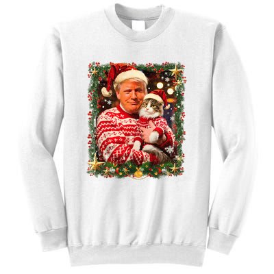 Funny Trump Christmas Sweater For Cat Lovers Ugly Xmas Sweatshirt Sweatshirt