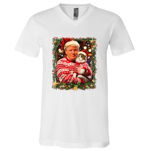 Funny Trump Christmas Sweater For Cat Lovers Ugly Xmas Sweatshirt V-Neck T-Shirt