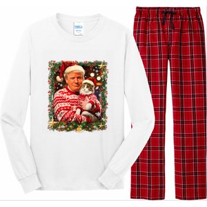 Funny Trump Christmas Sweater For Cat Lovers Ugly Xmas Sweatshirt Long Sleeve Pajama Set