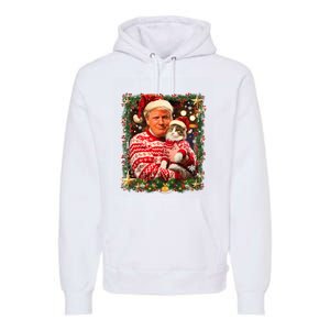 Funny Trump Christmas Sweater For Cat Lovers Ugly Xmas Sweatshirt Premium Hoodie