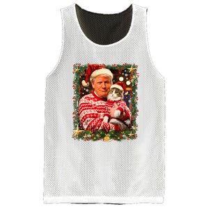 Funny Trump Christmas Sweater For Cat Lovers Ugly Xmas Sweatshirt Mesh Reversible Basketball Jersey Tank