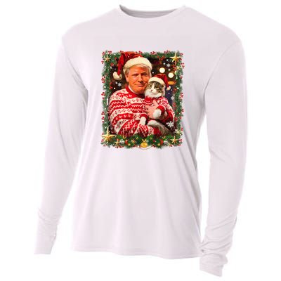 Funny Trump Christmas Sweater For Cat Lovers Ugly Xmas Sweatshirt Cooling Performance Long Sleeve Crew