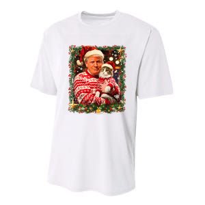 Funny Trump Christmas Sweater For Cat Lovers Ugly Xmas Sweatshirt Performance Sprint T-Shirt