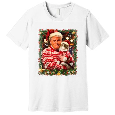 Funny Trump Christmas Sweater For Cat Lovers Ugly Xmas Sweatshirt Premium T-Shirt