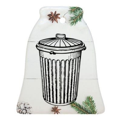 Fun Trash Can Meaningful Gift Garbage Day Ceramic Bell Ornament