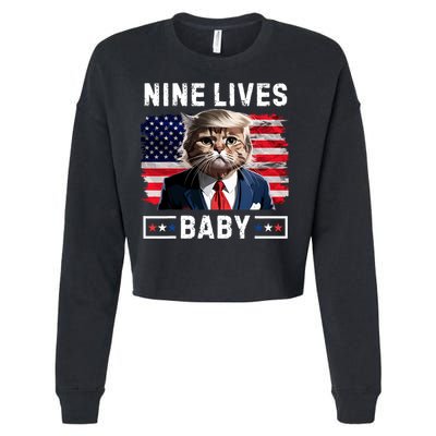 Funny Trump Cat 9 Lives Baby Nine Lives Cat Cropped Pullover Crew