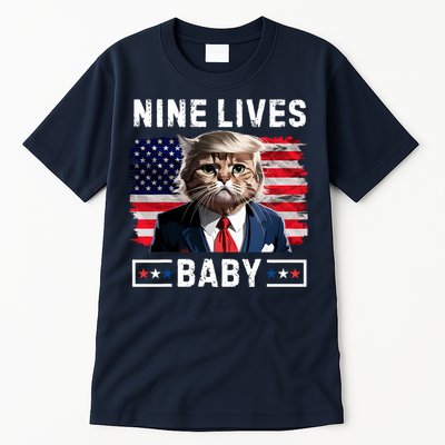 Funny Trump Cat 9 Lives Baby Nine Lives Cat Tall T-Shirt