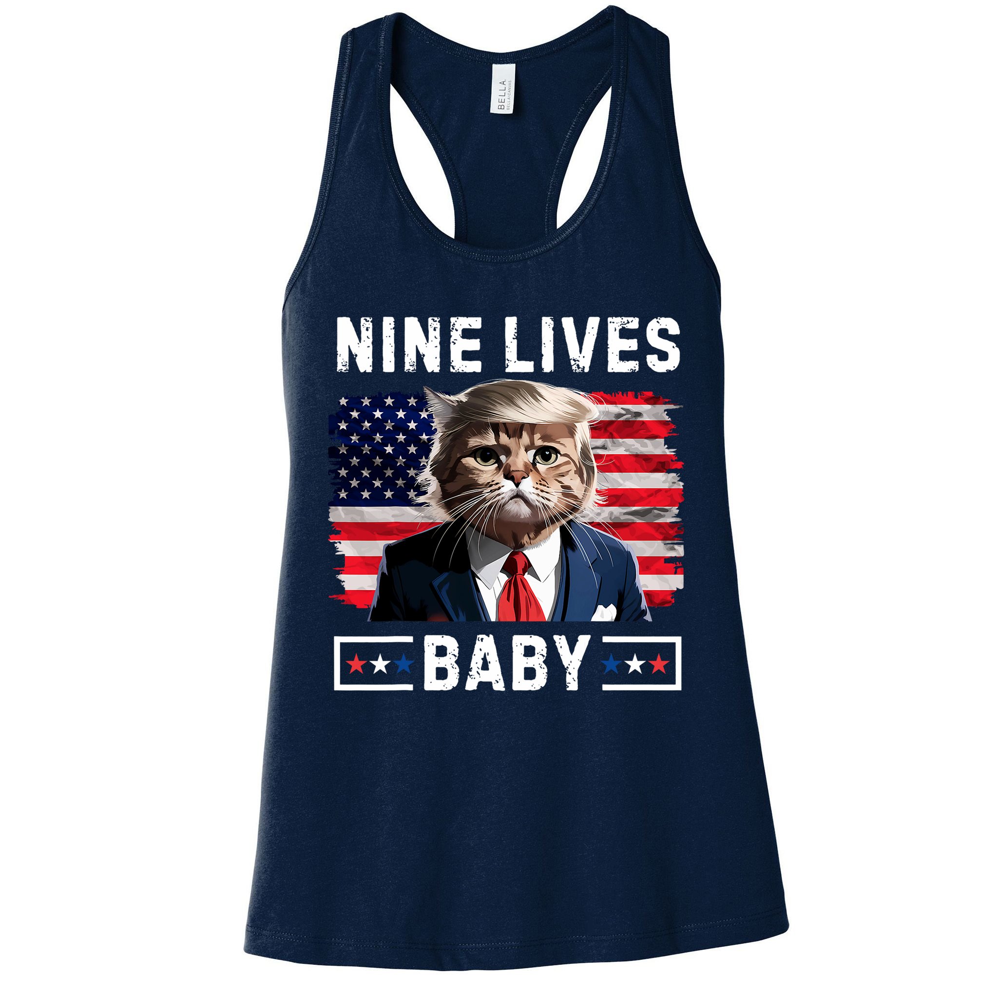 Funny Trump Cat 9 Lives Baby Nine Lives Cat Womens Tank Top
