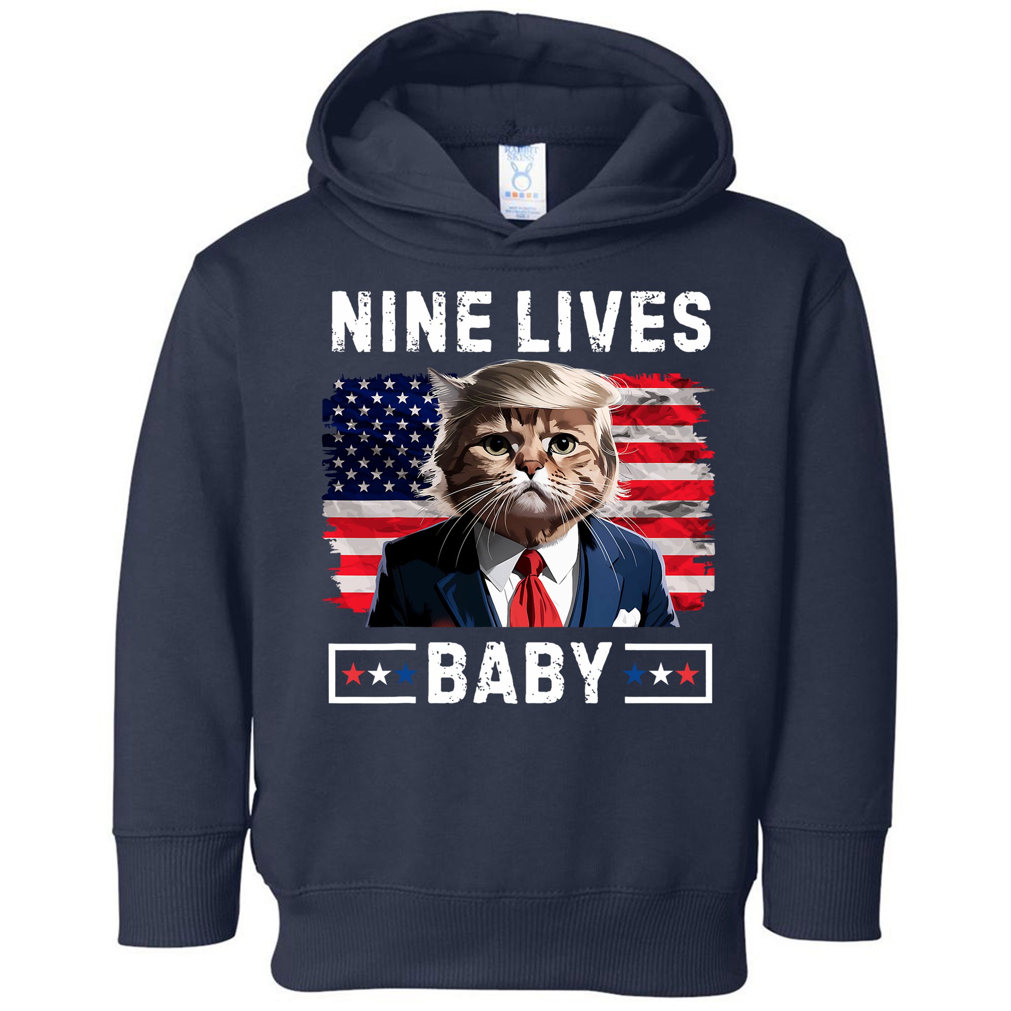 Funny Trump Cat 9 Lives Baby Nine Lives Cat Toddler Hoodie