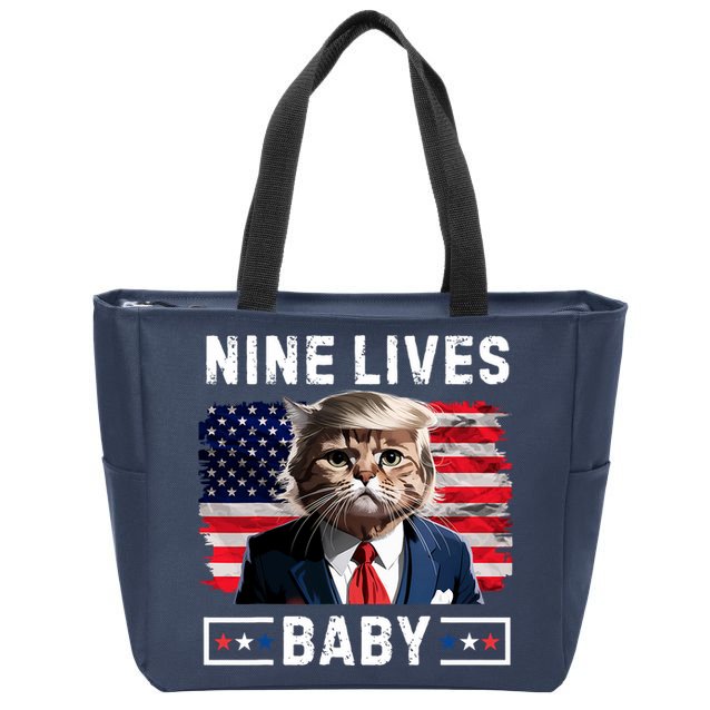Funny Trump Cat 9 Lives Baby Nine Lives Cat Zip Tote Bag