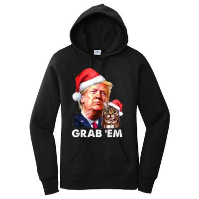 Funny Trump Cat Grab' Em Christmas Trump Women's Pullover Hoodie