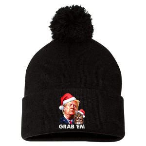 Funny Trump Cat Grab' Em Christmas Trump Pom Pom 12in Knit Beanie