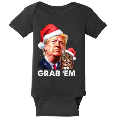 Funny Trump Cat Grab' Em Christmas Trump Baby Bodysuit