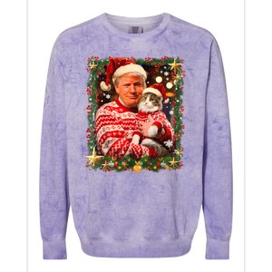 Funny Trump Christmas Sweater For Cat Lovers Colorblast Crewneck Sweatshirt