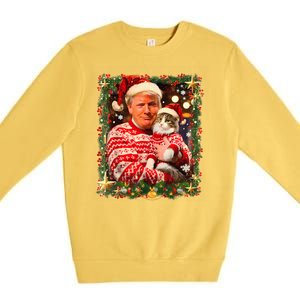 Funny Trump Christmas Sweater For Cat Lovers Premium Crewneck Sweatshirt