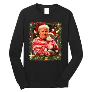 Funny Trump Christmas Sweater For Cat Lovers Long Sleeve Shirt