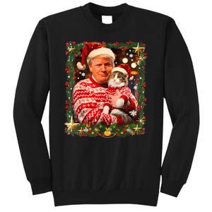 Funny Trump Christmas Sweater For Cat Lovers Sweatshirt