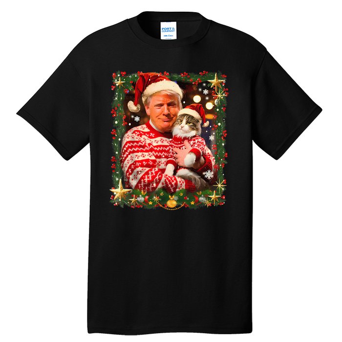 Funny Trump Christmas Sweater For Cat Lovers Tall T-Shirt